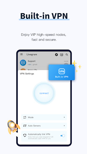 Android application Livegram - Fast Built-in VPN screenshort