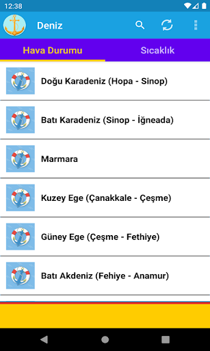 Android application Deniz Hava Durumu screenshort