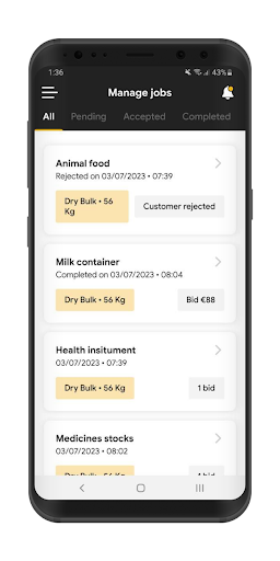 Android application MyHaulier - Haulier App screenshort