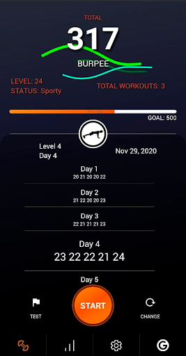 Screenshot of Burpee workout BeStronger