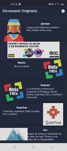 Android application Diccionario Originario screenshort