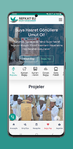 Android application Şefkat Eli Derneği screenshort
