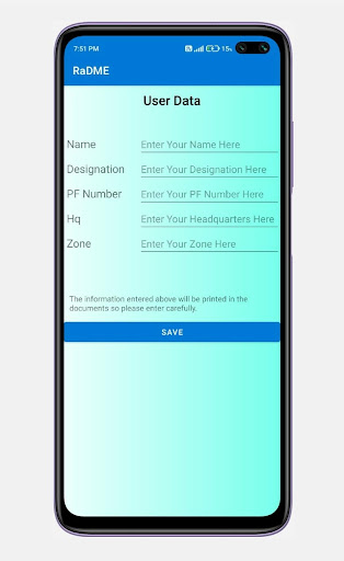 RaDME - App For TC Staff Screen 2