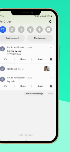 Android application Pin Notes in notification screenshort