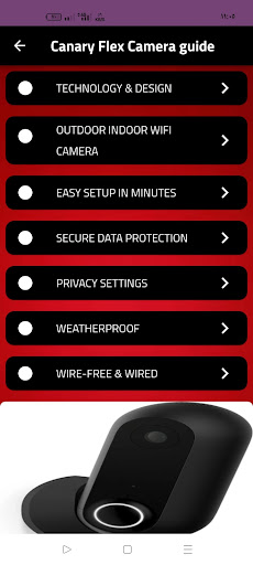 Android application Canary Flex Camera guide screenshort
