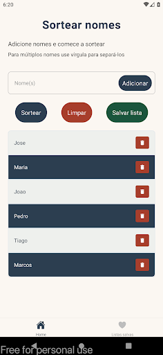 Sorteio nomes Screen 2