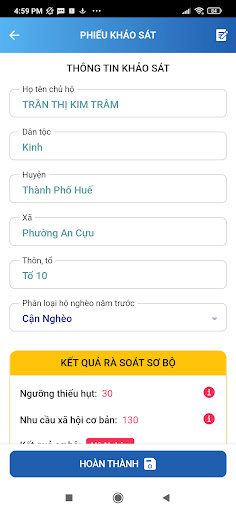 Android application Rà Soát Hộ Nghèo screenshort