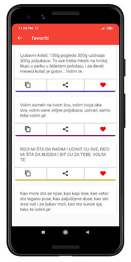 Android application volim te draga SMS screenshort