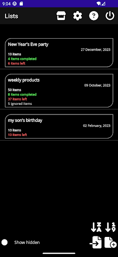 Shopping Planner Screen 2