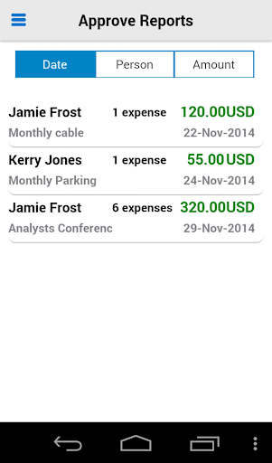 Screenshot of Oracle Fusion Expenses
