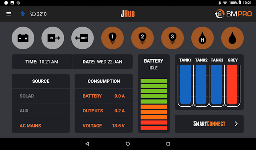 Android application BMPRO JHub (Jayco JHub tablet) screenshort