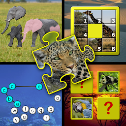 아이 동물 퍼즐 및 메모리 아이콘 이미지