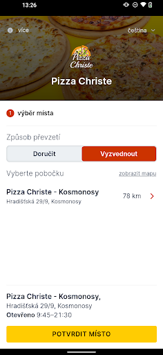 Android application Pizza Christe screenshort