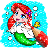 Glitter mermaid coloring pages for kids icon