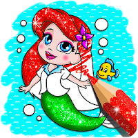 Glitter mermaid coloring pages