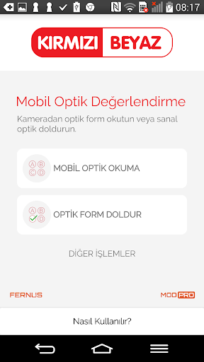 Android application Kırmızı Beyaz Optik Okuma screenshort