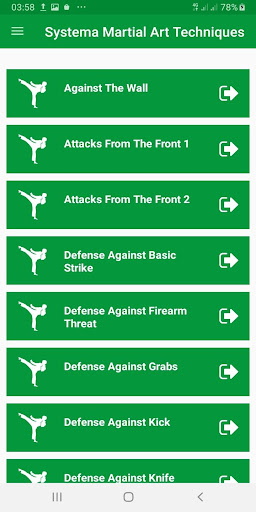 Android application Systema Martial Art Techniques screenshort
