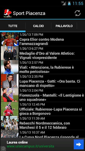 Android application Sportpiacenza.it screenshort
