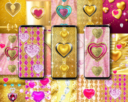 Golden diamond heart wallpaper Screen 2