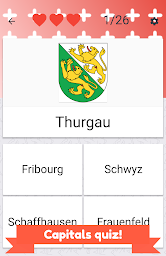 Cantons of Switzerland  -  Crests and Maps quiz