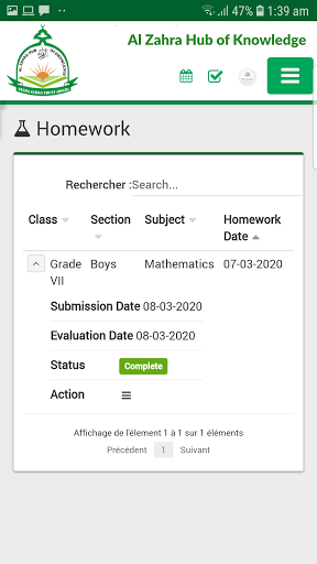 Android application Al Zahra Hub of Knowledge screenshort