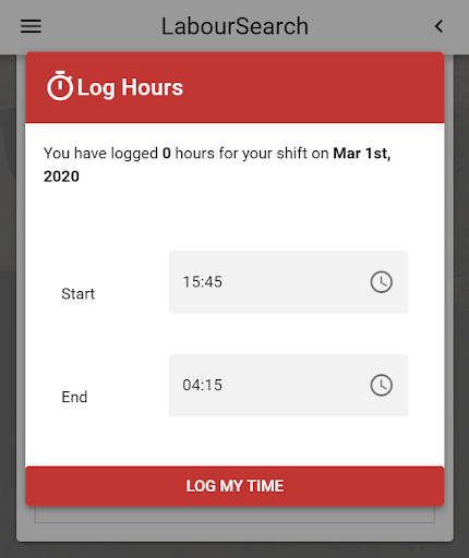 Labour Search Screen 2
