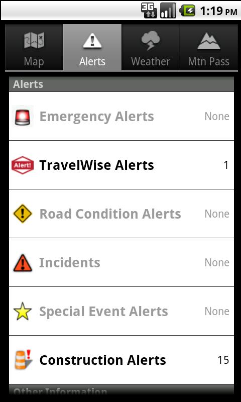 Android application UDOT Traffic screenshort