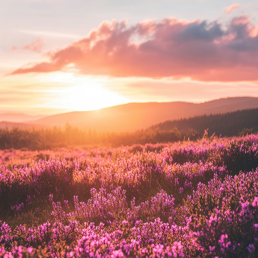Flower Field at Sunset Theme Download on Windows