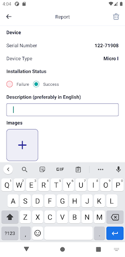 Installation Report Screen 2