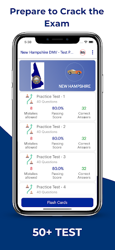 Screenshot of New Hampshire DMV Permit Prep