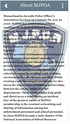 Android application MA Juvenile Police Association screenshort