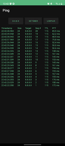 Android application Ping screenshort