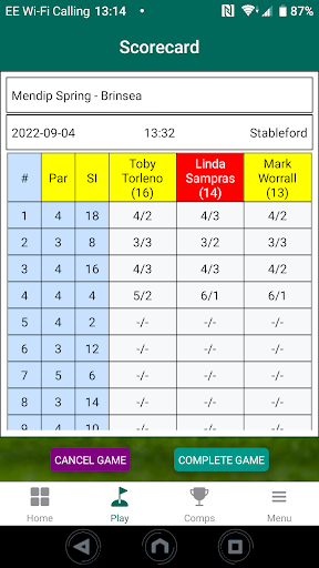 Android application Burn Up Golf screenshort