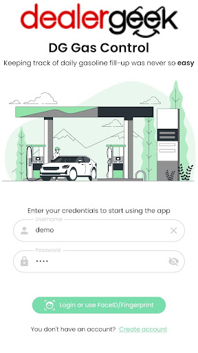 Android application DG Gas Solution Control screenshort