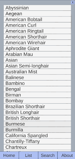 Android application Cat Breeds screenshort
