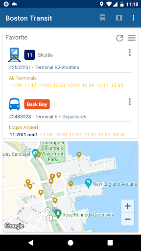 Android application Boston Transit Schedule screenshort