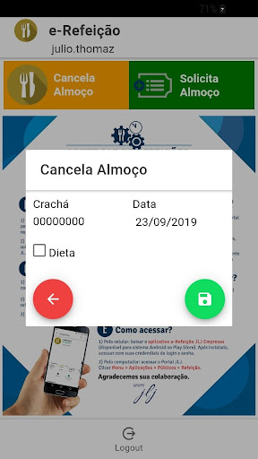e-Refeição Screen 3
