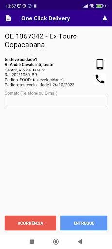 Android application One Click Delivery screenshort