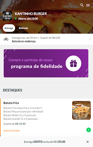Android application KANTINHO BURGER screenshort