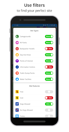 Screenshot of WikiCamps Canada