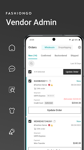 Android application FASHIONGO Vendor Admin screenshort