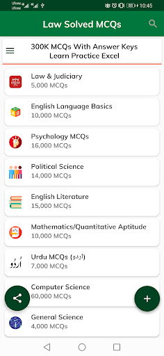 Android application Law Solved MCQs screenshort