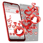 Red Glass Heart Launcher Theme Apk