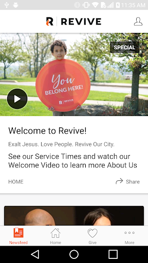 Android application Revive Cincy screenshort