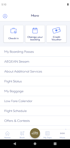Screenshot of Aegean Airlines