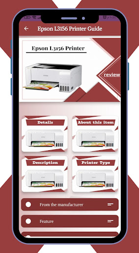 Android application Epson L3156 Printer Guide screenshort