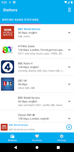 Android application British Radio Stations screenshort