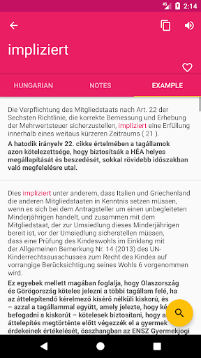 German Hungarian Dictionary Screen 3