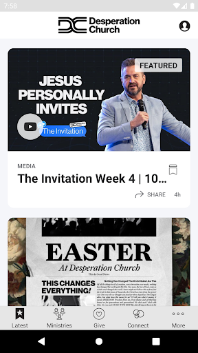 Android application Desperation Church App screenshort