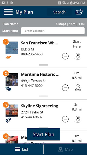 Screenshot of Fisherman's Wharf Trip Planner